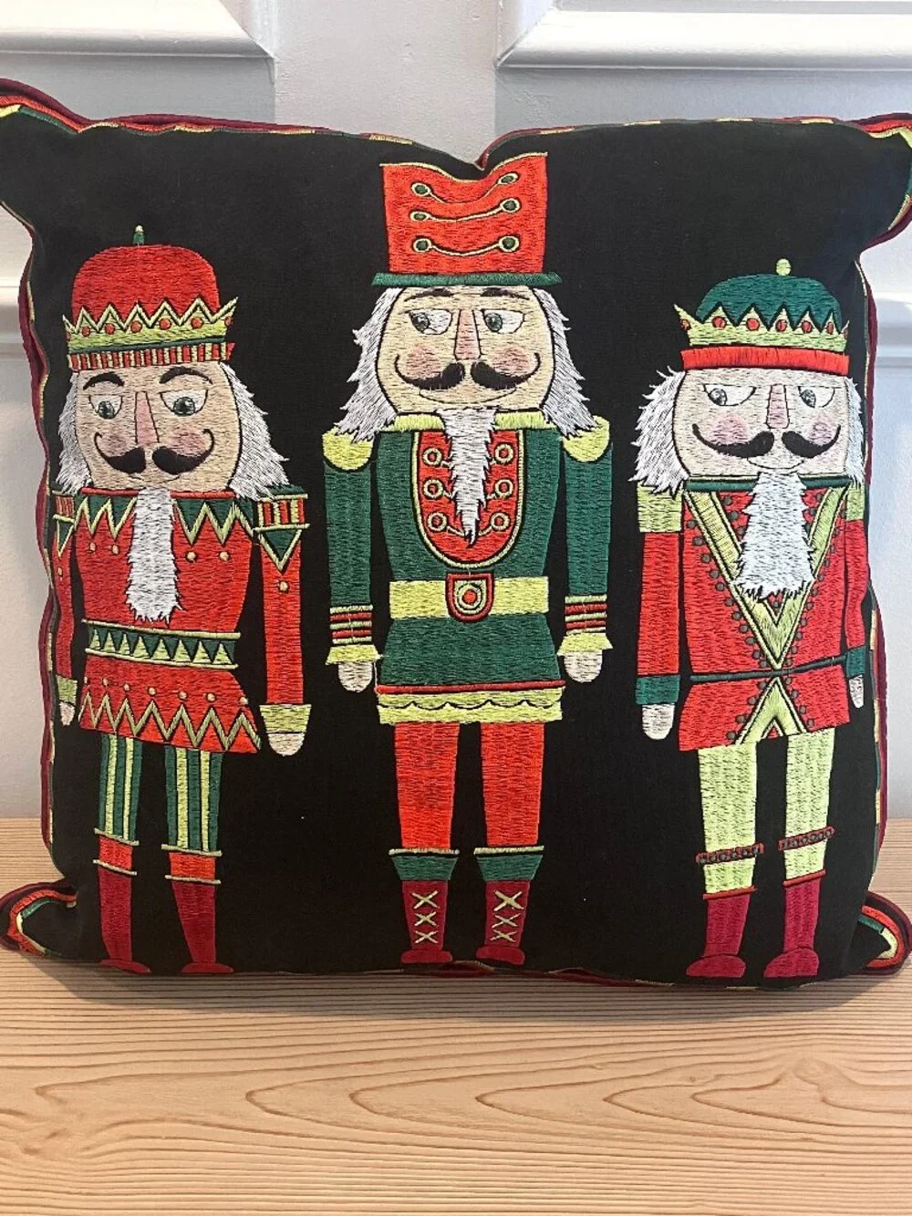 RAZ Imports Embroidered Nutcracker Pillow Cover Christmas Decor